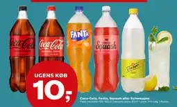 Kvickly Coca-Cola, Fanta, Squash eller Schweppes tilbud