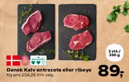 Kvickly Dansk Kalv entrecote eller ribeye tilbud