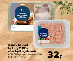 Kvickly Dansk hakket kylling 7-10% eller kyllingelårmix tilbud