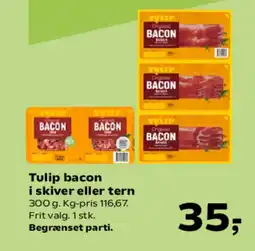Kvickly TULIP bacon i skiver eller tern tilbud