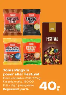 Kvickly Toms Pingvin poser eller Festival tilbud