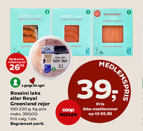 Kvickly Rossini laks eller Royal Greenland rejer tilbud