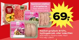 Kvickly Hakket gris/kalv 8-12%, kyllingebryst- eller inderfilet tilbud