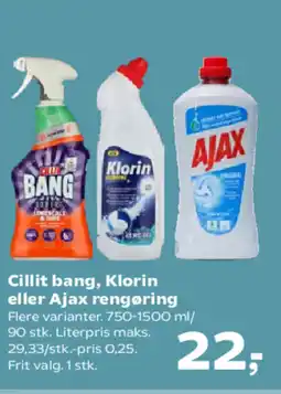 Kvickly Cillit bang, Klorin eller Ajax rengøring tilbud