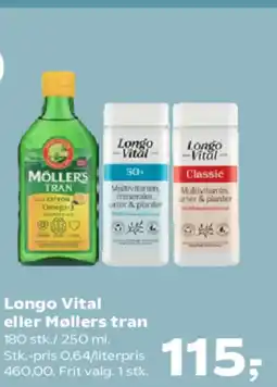 Kvickly Longo Vital eller Møllers tran tilbud