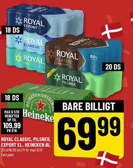 Løvbjerg Royal classic, Pilsner, export el. Heineken øl tilbud