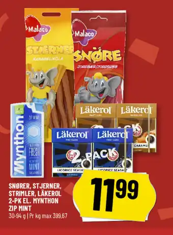 Løvbjerg Snører, stjerner, strimler, Läkerol 2-pk el. mynthon zip mint tilbud