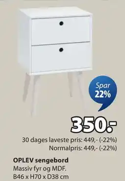 JYSK OPLEV sengebord, DKK 350 tilbud