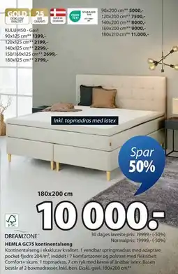 JYSK HEMLA GC75 kontinentalseng, DKK 10000 tilbud