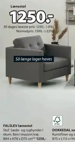 JYSK FALSLEV lænestol, DKK 1250 tilbud