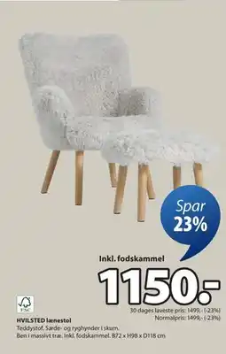 JYSK HVILSTED lænestol, DKK 1150 tilbud