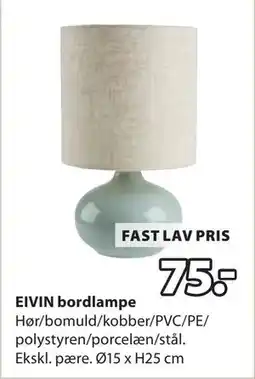 JYSK EIVIN bordlampe, DKK 75 tilbud