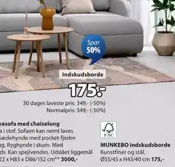 JYSK MUNKEBO indskudsborde, DKK 175 tilbud