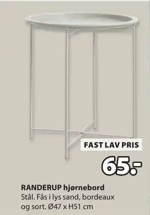 JYSK RANDERUP hjørnebord, DKK 65 tilbud