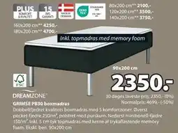 JYSK GRIMSE PB30 boxmadras, DKK 2350 tilbud