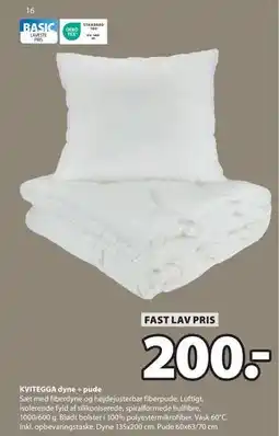 JYSK KVITEGGA dyne + pude, DKK 200 tilbud