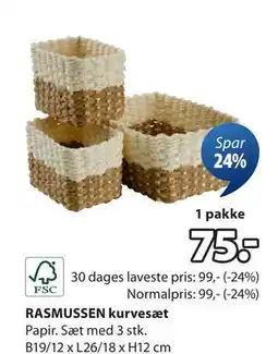 JYSK RASMUSSEN kurvesæt, DKK 75 tilbud