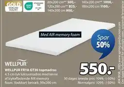 JYSK WELLPUR FRYA GT30 topmadras, DKK 550 tilbud