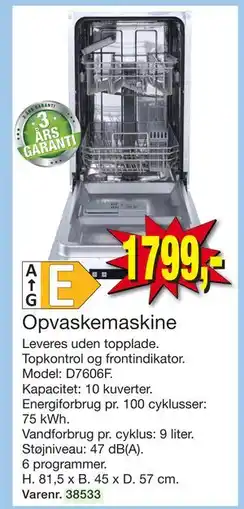 Harald Nyborg Opvaskemaskine, DKK 1799 tilbud