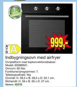 Harald Nyborg Indbygningsovn med airfryer, DKK 999 tilbud