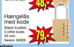 Harald Nyborg Hængelås med kode, DKK 79 tilbud
