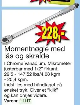 Harald Nyborg Momentnøgle med lås og skralde, DKK 228 tilbud