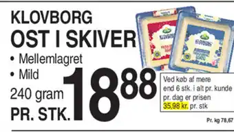 ABC Lavpris KLOVBORG OST I SKIVER tilbud