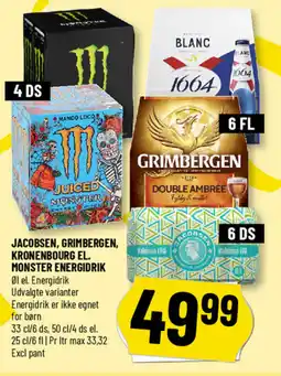 Løvbjerg Jacobsen, grimbergen, kronenbourg el. monster energidrik tilbud
