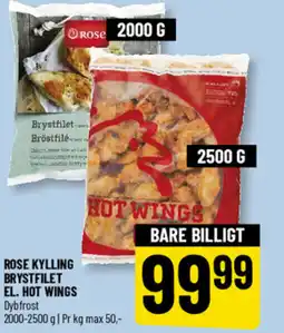 Løvbjerg Rose kylling brystfilet el. hot wings tilbud