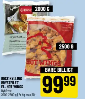 Løvbjerg Rose kylling brystfilet el. hot wings tilbud