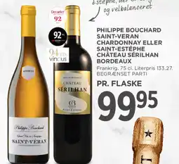 MENY Philippe bouchard saint-veran chardonnay eller saint-estéphe château sérilhan bordeaux tilbud