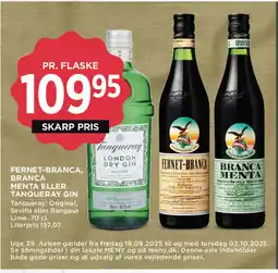 MENY Fernet-branca branca menta tanqueray gin tilbud