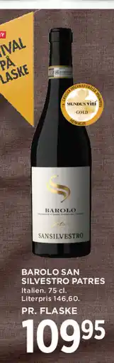 MENY BAROLO SAN SILVESTRO PATRES tilbud