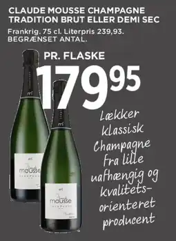 MENY Claude mousse champagne tradition brut eller demi sec tilbud
