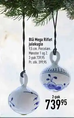 Imerco Blå Mega Riflet julekugle, DKK 739.95 tilbud