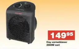 Bauhaus Day varmeblæser 2000W sort tilbud