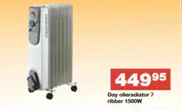 Bauhaus Day olieradiator 7 ribber 1500w tilbud
