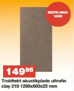 Bauhaus Troldtekt akustikplade ultrafin clay 210 1200x600x25 mm tilbud