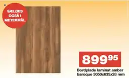 Bauhaus Bordplade laminat amber baroque 3050x635x28 mm Bordplade laminat sort 3050x635x28 mm tilbud