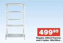 Bauhaus Regalux stålreol express med 5 hylder 188x100x4 tilbud