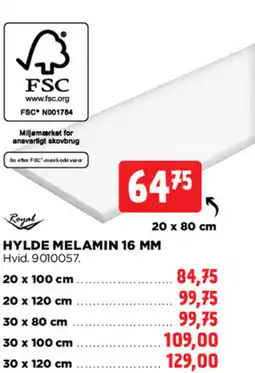 jem & fix Royal Hylde Melamin 16 mm tilbud