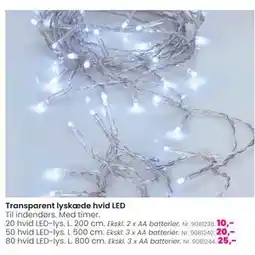 Hi five Transparent lyskæde hvid LED tilbud