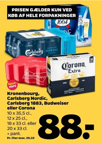 Netto Kronenbourg, Carlsberg Nordic, Carlsberg 1883, Budweiser eller Corona tilbud