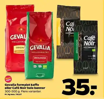 Netto Gevalia formalet kaffe eller Café Noir hele bønner tilbud