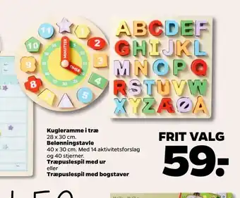 Netto Træpuslespil med ur eller Træpuslespil med bogstaver tilbud