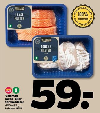 Netto Velsmag lakse- eller torskefileter tilbud
