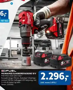 Davidsen Milwaukee slagboremaskine 18 V tilbud