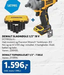 Davidsen DEWALT Slagnøgle 1/2" 18 v + DEWALT Topnøglesæt 1/2"-7 dele tilbud