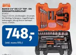 Davidsen BAHCO 1/4" og 1/2" top- og ringgaffelnøglesæ91 DELE tilbud
