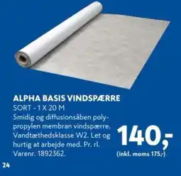 Davidsen Alpha Basis vindspærre tilbud